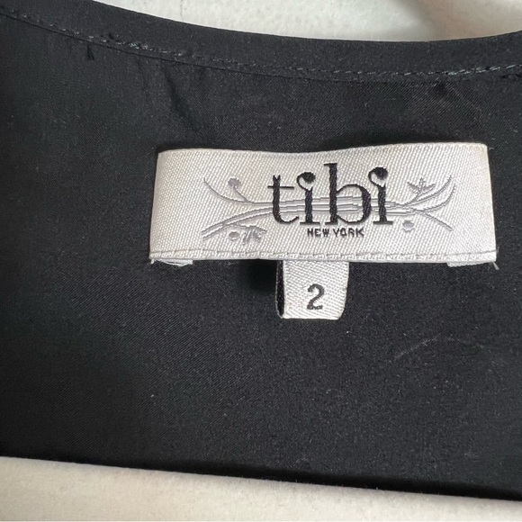 Tibi Silk Halter Sleeveless Dress-Bubble Hem-Black Pink-Size 2 - Picture 5 of 9